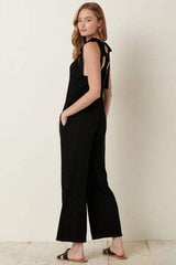 Mittoshop Rib Knit V-Neck Cross Back Jumpsuit - Trendsi - Flyclothing LLC
