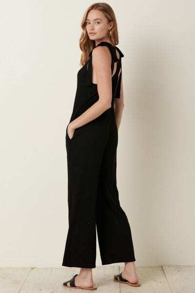 Mittoshop Rib Knit V-Neck Cross Back Jumpsuit - Trendsi - Flyclothing LLC