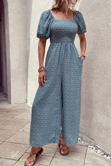 Printed Square Neck Jumpsuit with Pockets - Trendsi - Flyclothing LLC