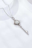 925 Sterling Silver 1 Carat Moissanite Key Pendant Necklace - Trendsi - Flyclothing LLC