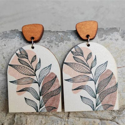 Geometrical Shape Wooden Drop Earrings - Trendsi