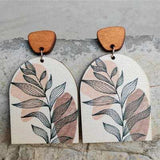 Geometrical Shape Wooden Drop Earrings - Trendsi - Flyclothing LLC