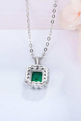 1.5 Carat Lab-Grown Emerald Pendant 925 Sterling Silver Necklace - Trendsi - Flyclothing LLC