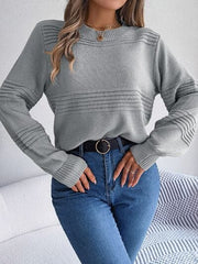 Round Neck Long Sleeve Sweater - Trendsi