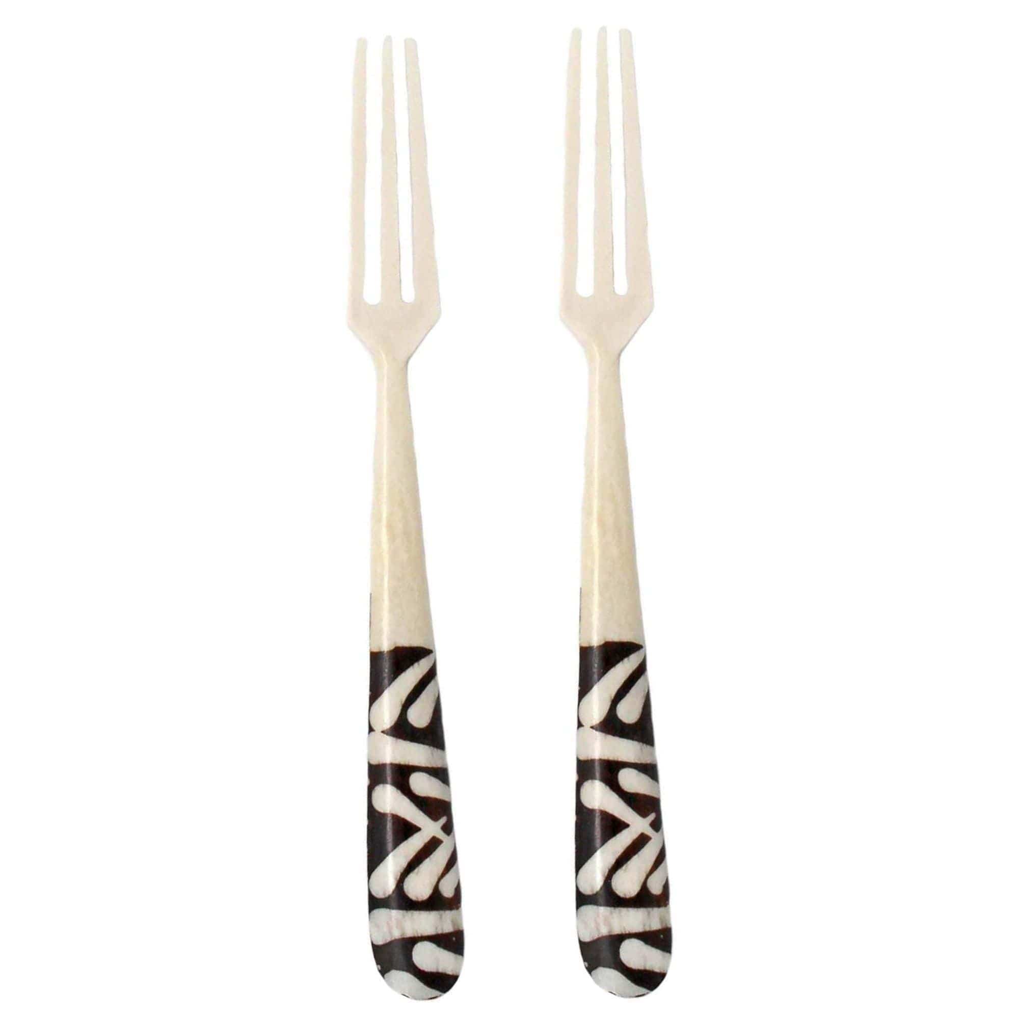 Long Batik Bone Appetizer Forks, Set of 2 - Jedando