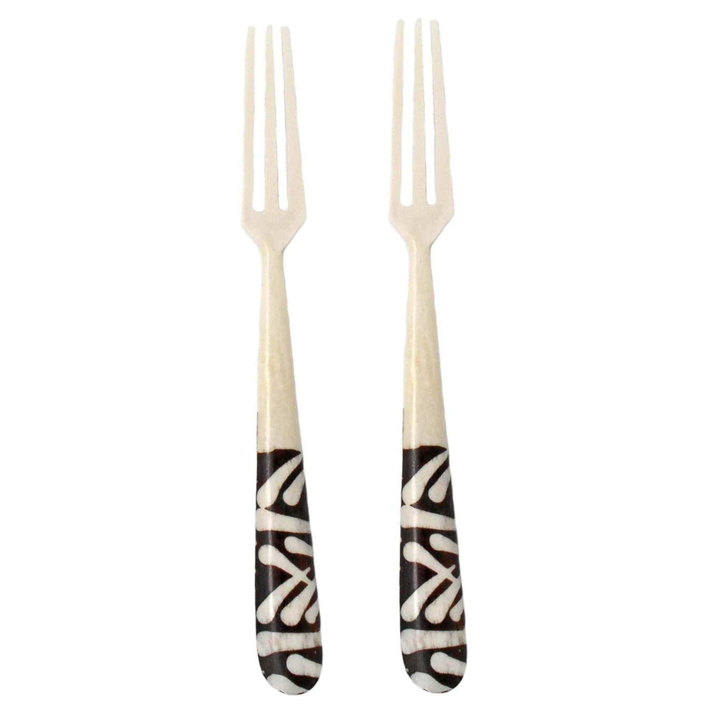 Long Batik Bone Appetizer Forks, Set of 2 - Jedando