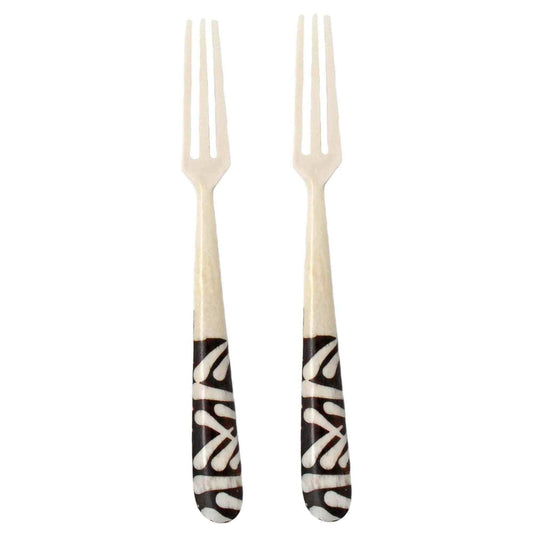 Long Batik Bone Appetizer Forks, Set of 2 - Jedando