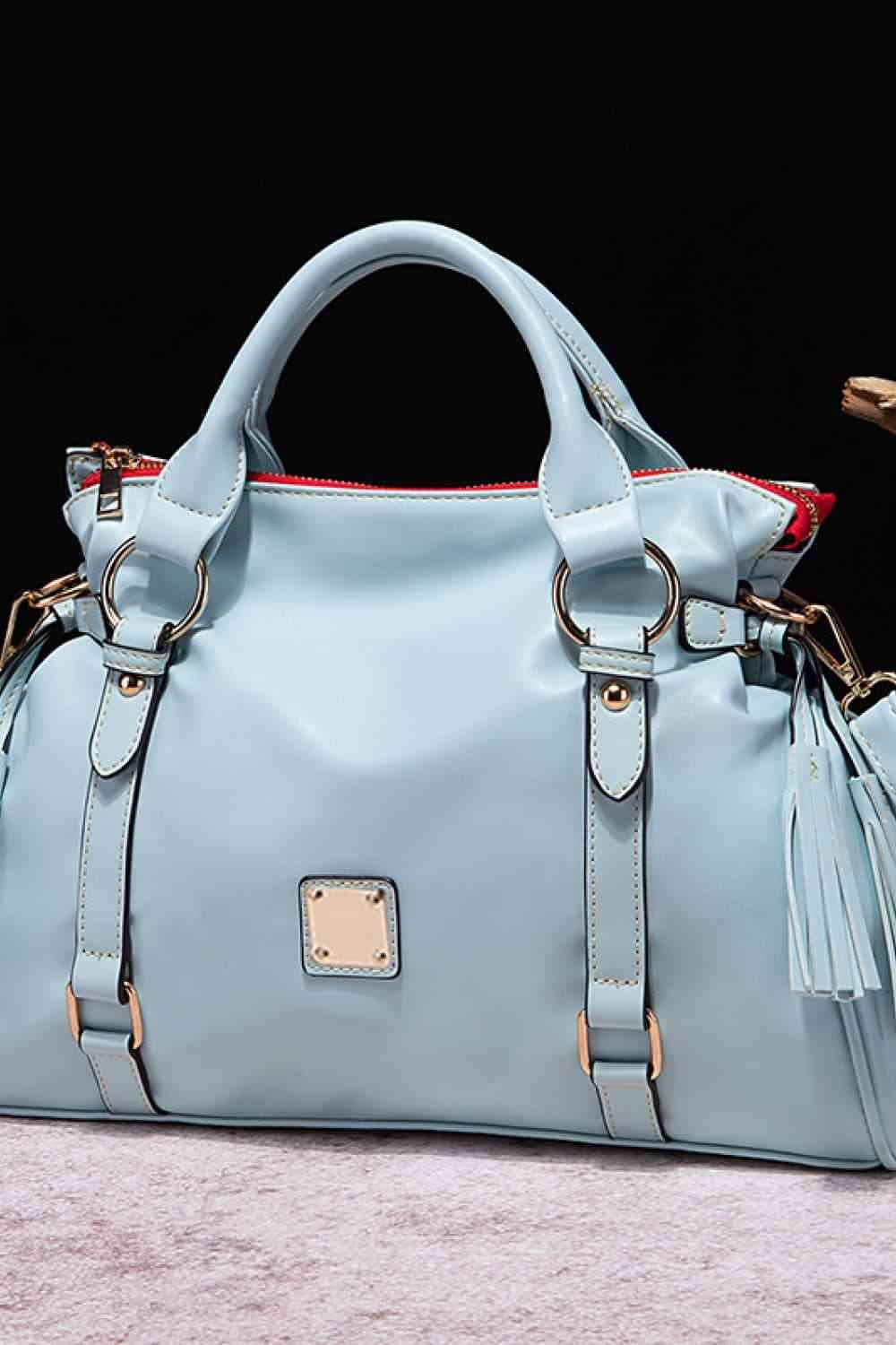 PU Leather Handbag with Tassels - Trendsi - Flyclothing LLC