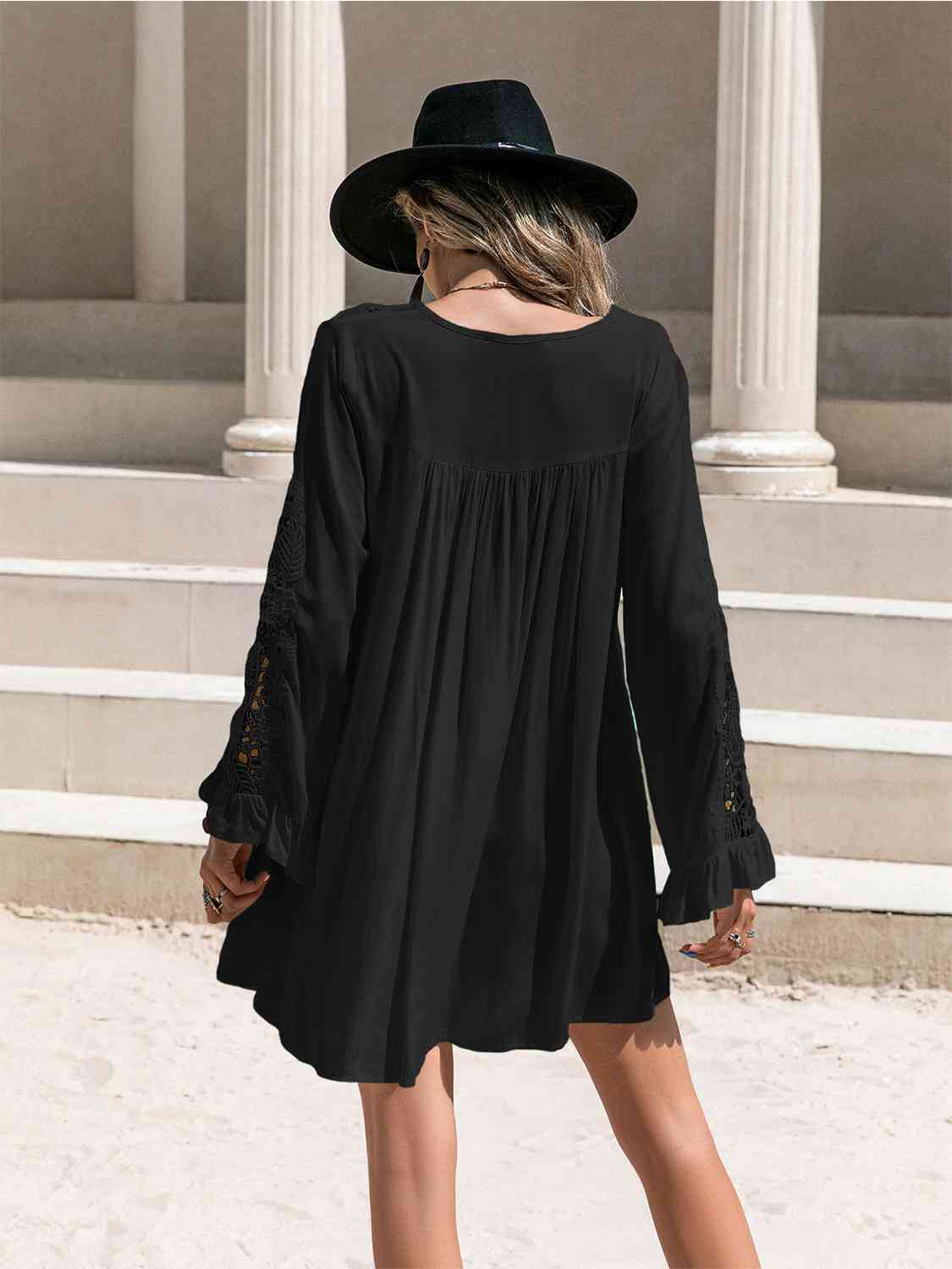 Lace Detail V-Neck Mini Dress - Trendsi - Flyclothing LLC