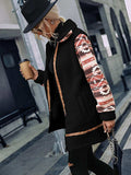 Geometric Zip-Up Collared Sherpa Jacket - Trendsi - Flyclothing LLC