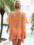 Tassel Openwork Striped V-Neck Cover Up - Trendsi - Flyclothing LLC