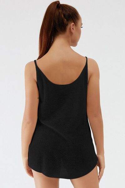 Scoop Neck Spaghetti Strap Knit Cami - Trendsi - Flyclothing LLC