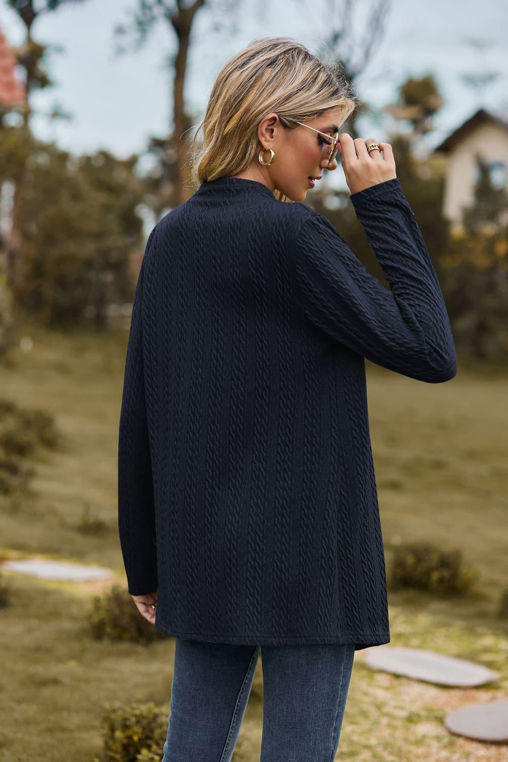 Open Front Long Sleeve Cardigan - Trendsi
