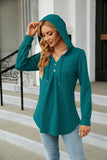 Long Sleeve Hooded Blouse - Trendsi