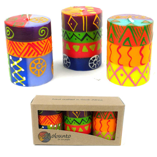 Hand Painted Candles - Three in Box - Shahida Design - Nobunto