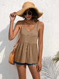 Decorative Button Scoop Neck Tank - Trendsi - Flyclothing LLC