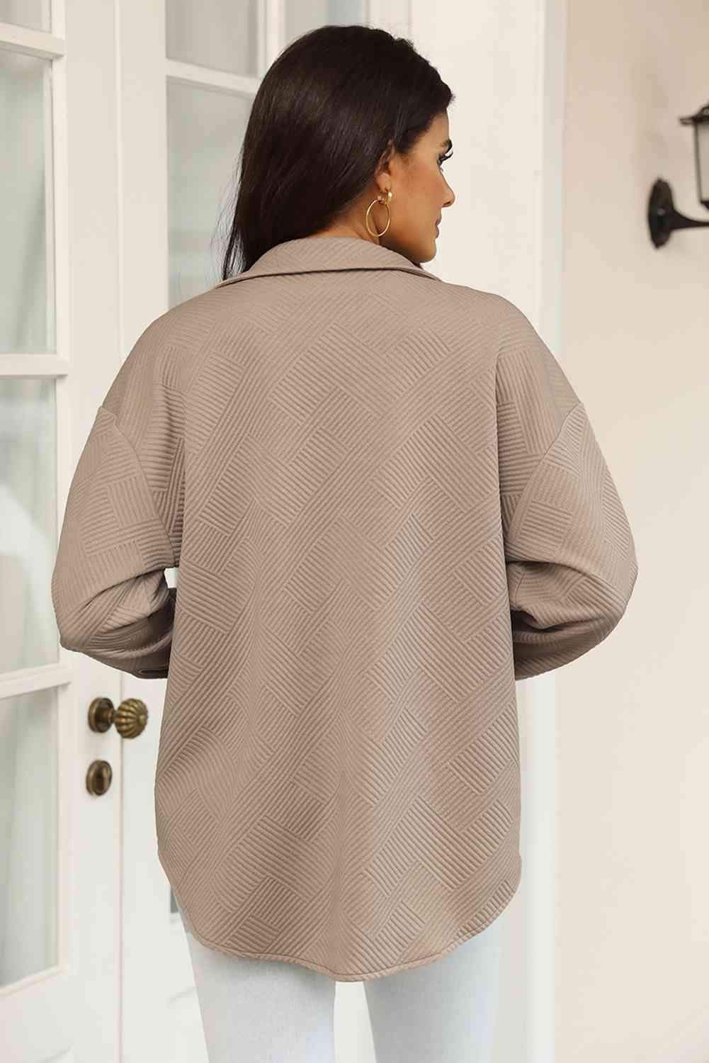 Snap Down Collared Jacket - Trendsi - Flyclothing LLC