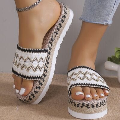 Geometric Weave Platform Sandals - Trendsi
