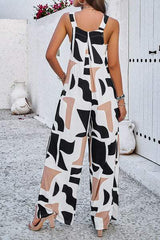 Printed Wide Strap Jumpsuit with Pockets - Trendsi - Flyclothing LLC