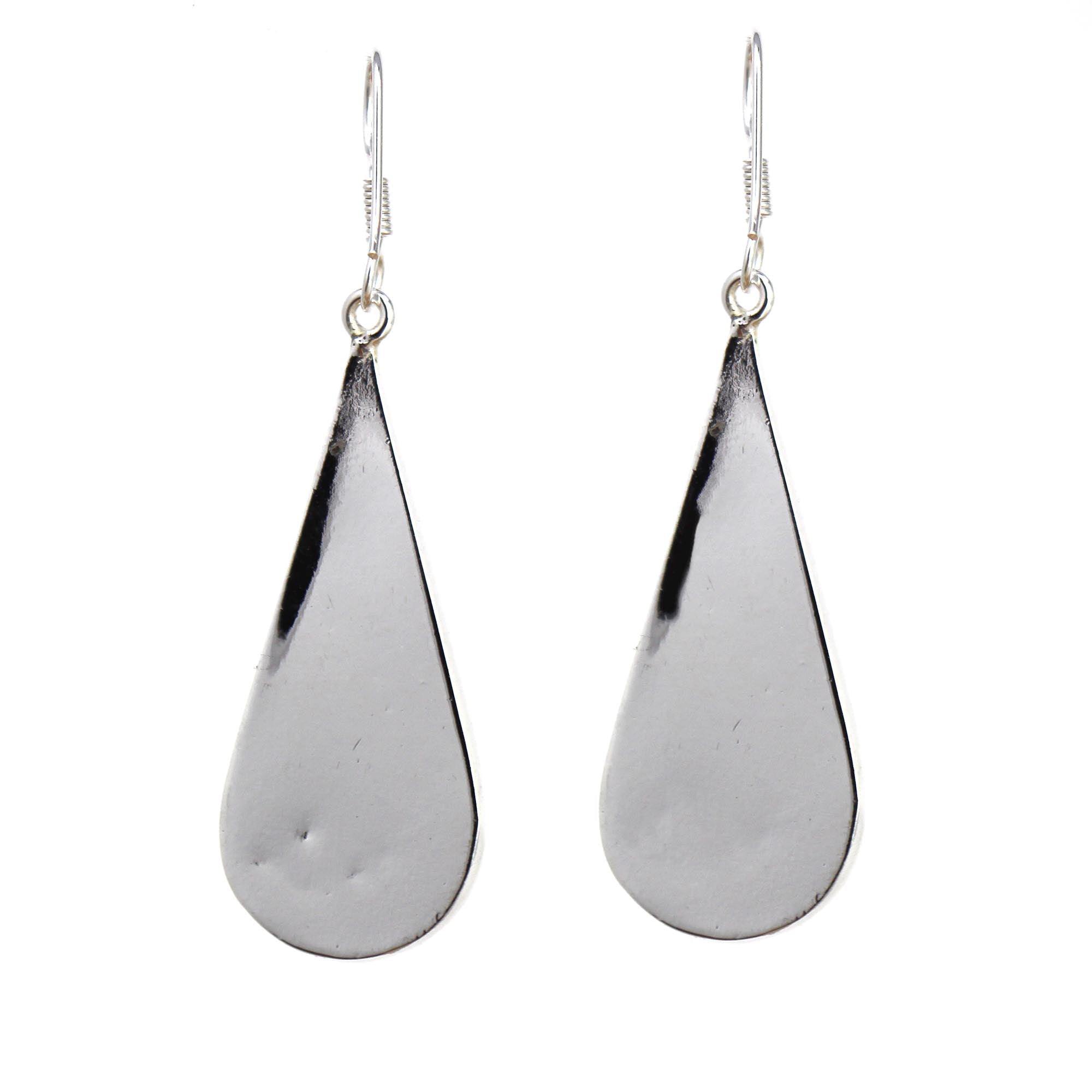 Abalone & Turquoise Striped Teardrop Earrings - Artisana