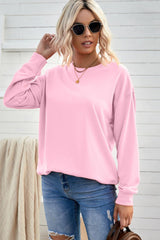 Drop Shoulder Ribbed Trim Sweatshirt - Trendsi