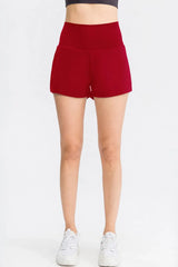 Wide Waistband Sports Shorts with Pockets - Trendsi - Flyclothing LLC