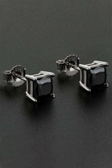 925 Sterling Silver Square Moissanite Stud Earrings - Trendsi - Flyclothing LLC