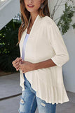 Open Front Ruffle Trim Cardigan - Trendsi - Flyclothing LLC