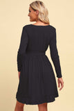 Long Sleeve Tie Waist Ruffle Hem Dress - Trendsi - Flyclothing LLC