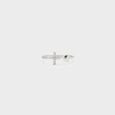 Heart Shape Cross Inlaid Zircon Open Ring - Trendsi
