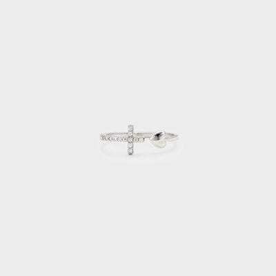Heart Shape Cross Inlaid Zircon Open Ring - Trendsi - Flyclothing LLC