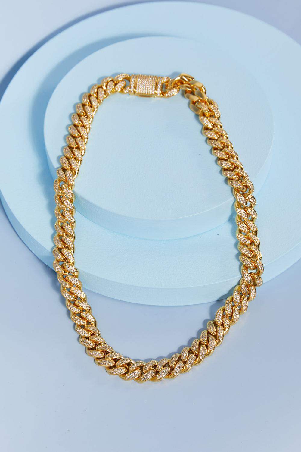 GNJ MANUFACTURING Cubic Zirconia Curb Chain Necklace - Trendsi - Flyclothing LLC