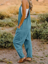 Double Take V-Neck Sleeveless Jumpsuit with Pocket - Trendsi - Flyclothing LLC