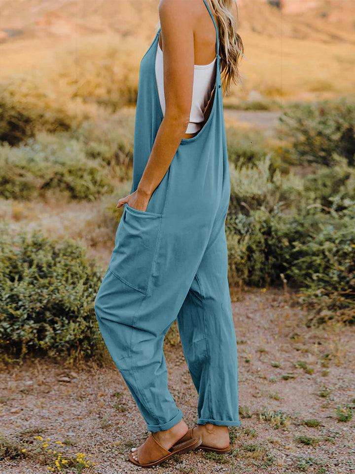 Double Take V-Neck Sleeveless Jumpsuit with Pocket - Trendsi - Flyclothing LLC