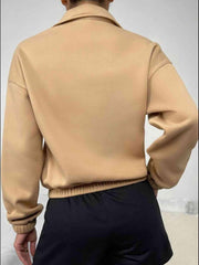 Half-Zip Dropped Shoulder Sweatshirt - Trendsi