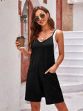 Spaghetti Strap Romper with Pockets - Trendsi