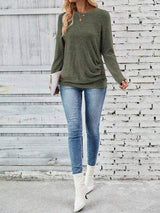 Round Neck Long Sleeve T-Shirt - Trendsi - Flyclothing LLC