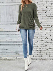 Round Neck Long Sleeve T-Shirt - Trendsi