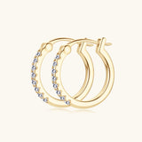 925 Sterling Silver Moissanite Huggie Earrings - Trendsi - Flyclothing LLC