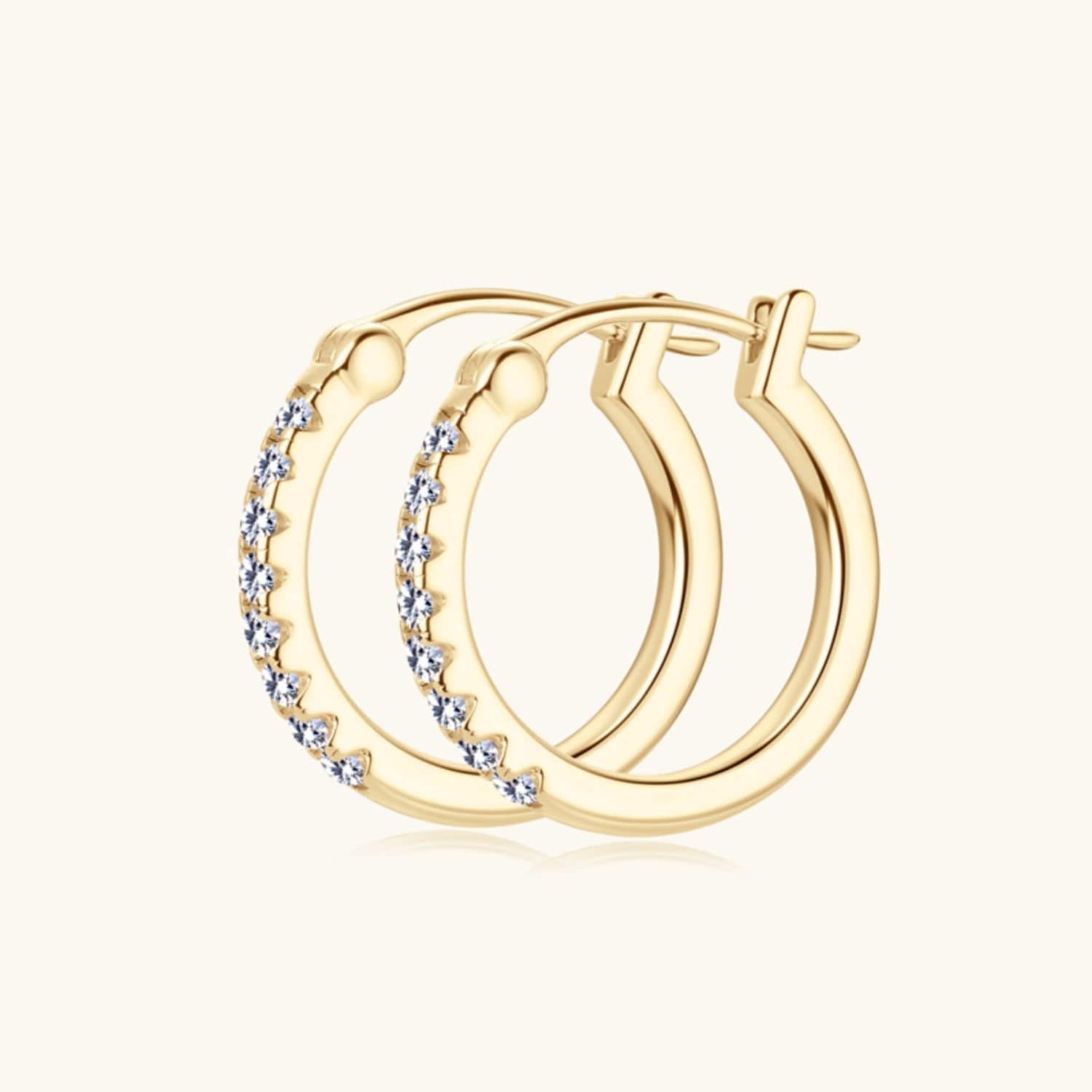 925 Sterling Silver Moissanite Huggie Earrings - Trendsi - Flyclothing LLC
