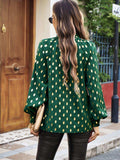 Mock Neck Cutout Lantern Sleeve Blouse - Trendsi - Flyclothing LLC