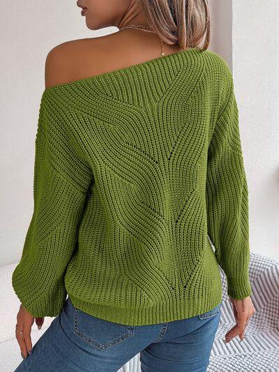 Openwork Long Sleeve Sweater - Trendsi