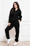 Half Zip Long Sleeve Sweatshirt and Pants Set - Trendsi - Flyclothing LLC