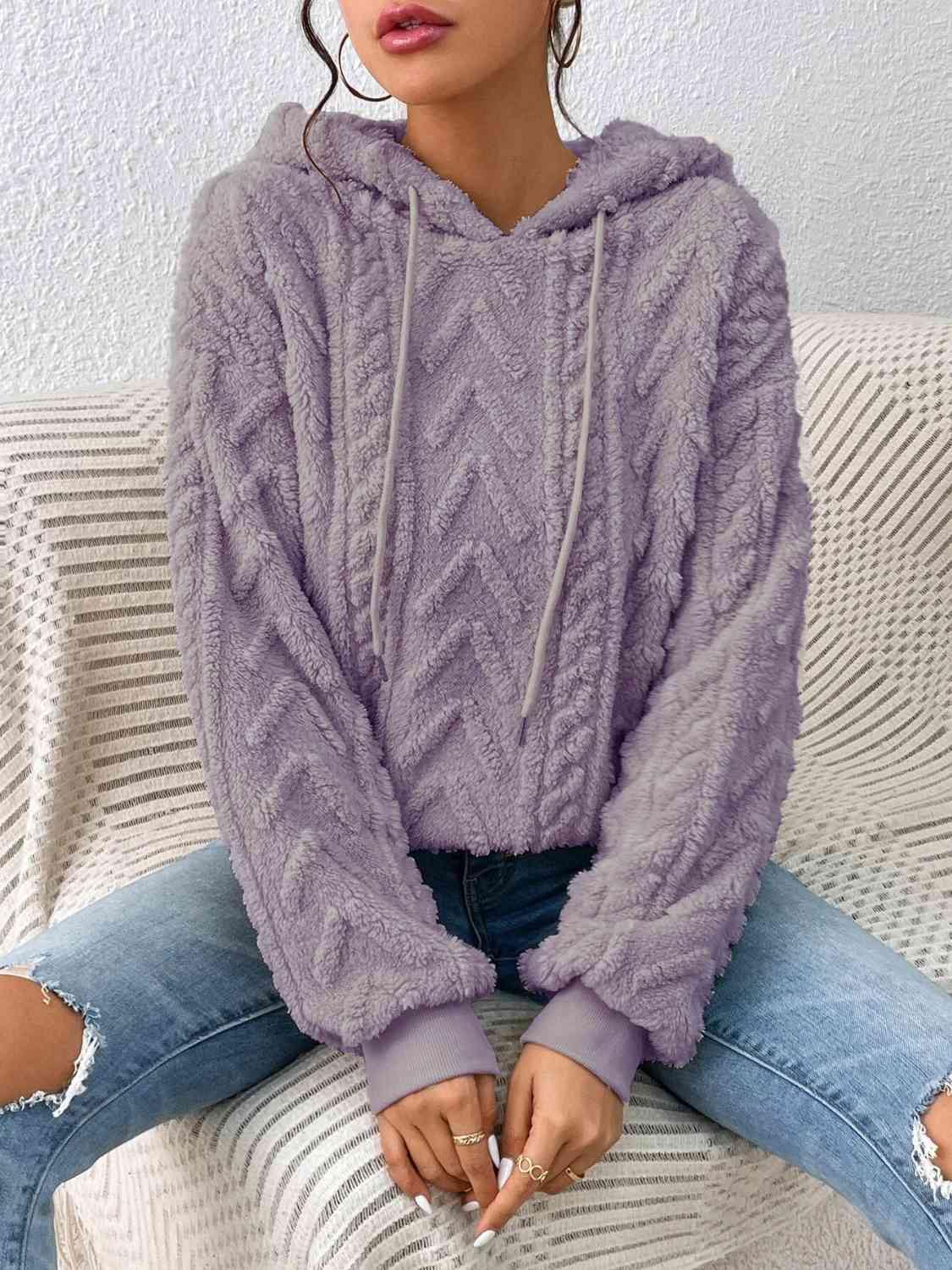 Drawstring Long Sleeve Hoodie - Trendsi