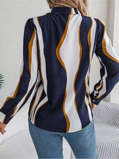 Printed Button Up Long Sleeve Shirt - Trendsi - Flyclothing LLC