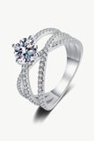 1 Carat Moissanite Crisscross Ring - Trendsi