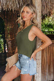 Buttoned Cutout Ribbed Trim Knit Tank - Trendsi - Flyclothing LLC