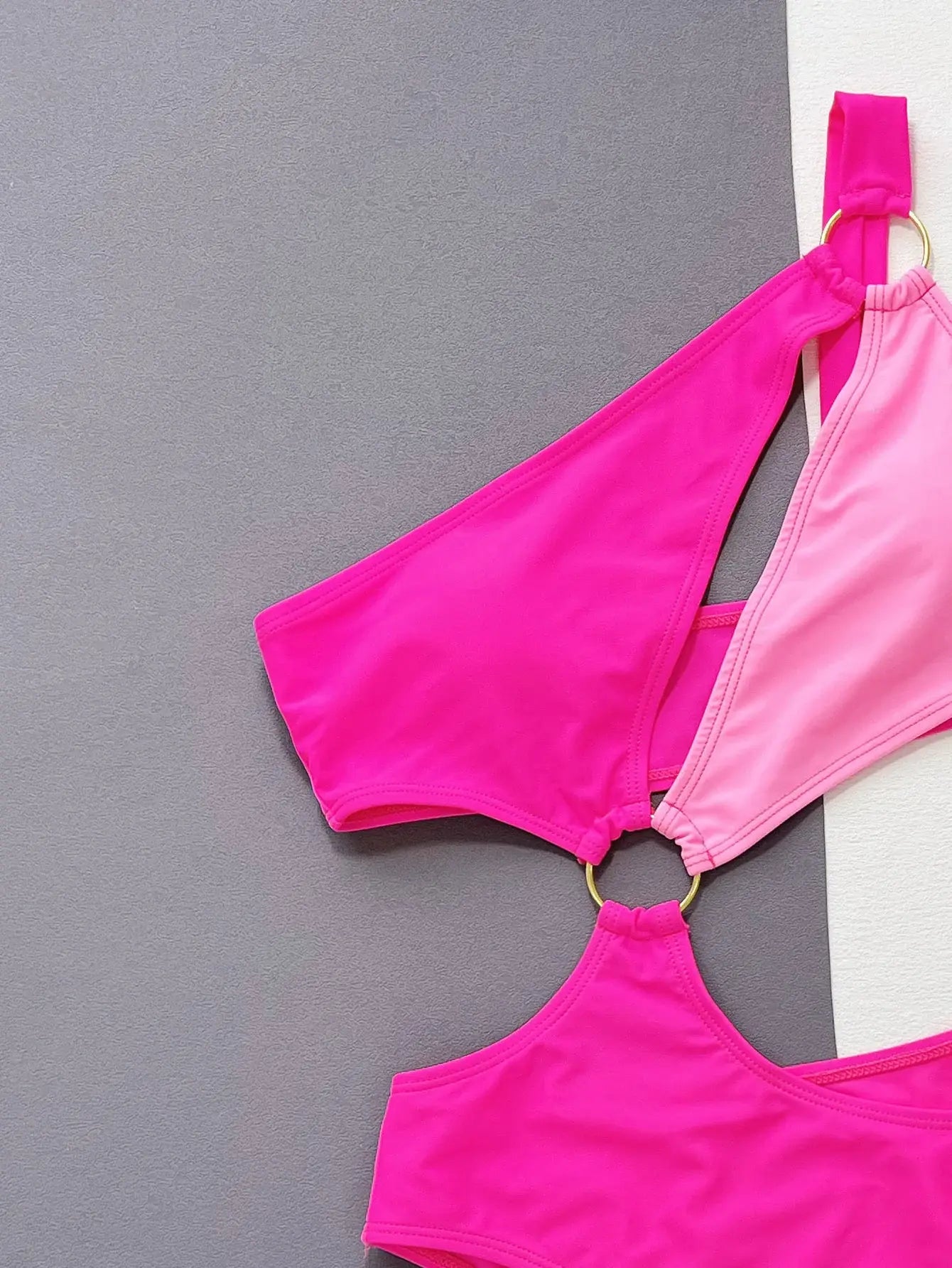 One-Shoulder Cutout Ring Detail One-Piece Swimsuit - Trendsi - Flyclothing LLC