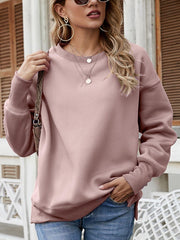 Dropped Shoulder Slit Sweatshirt - Trendsi