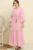 Plus Size Spliced Lace Tassel Belted Dress - Trendsi